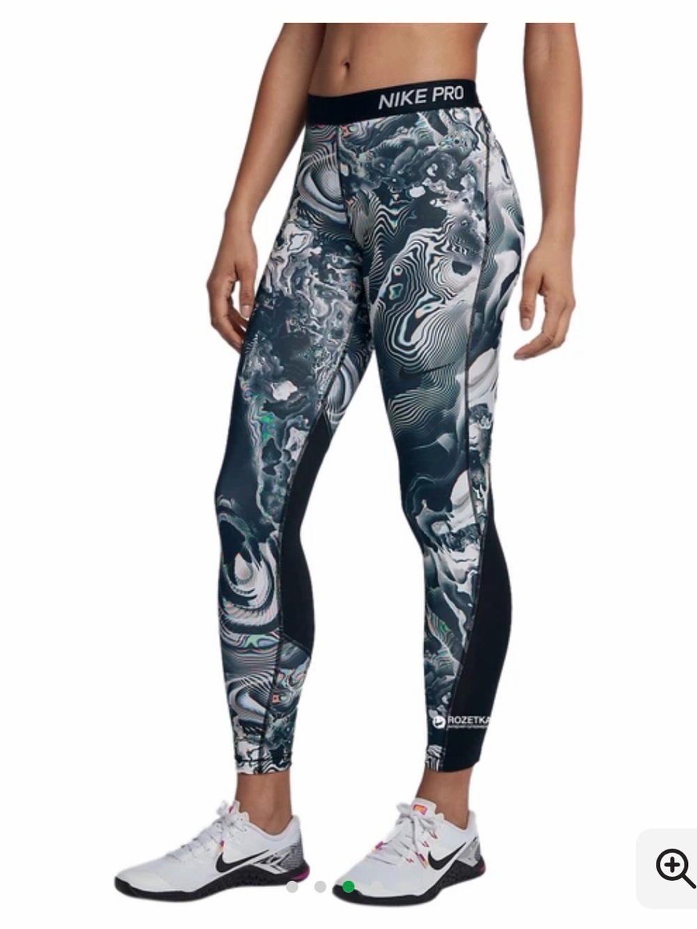 Nike Pro Black & Rainbow Dri-Fit‎ Capri Leggings  Pattern Womens Small